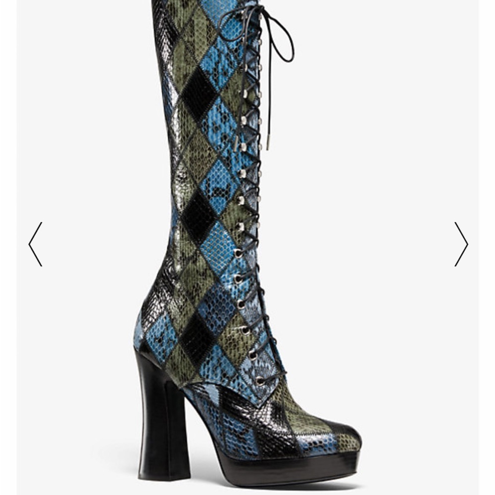 Stunning Michael Kors snakeskin patchwork boots, size 38.5 - Picture 2 of 9